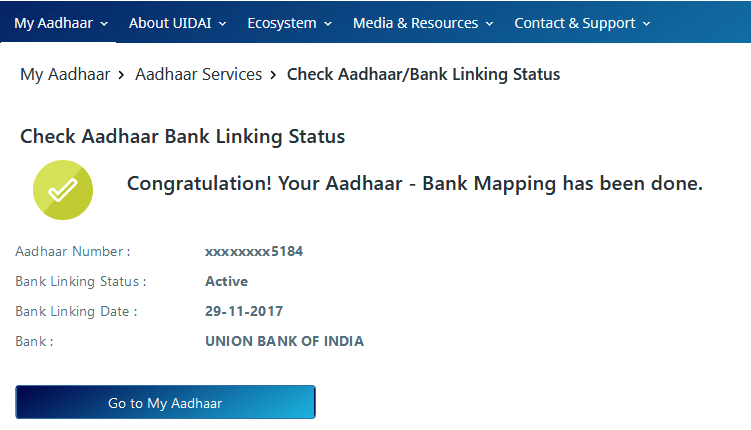 Aadhar Link Bank Account