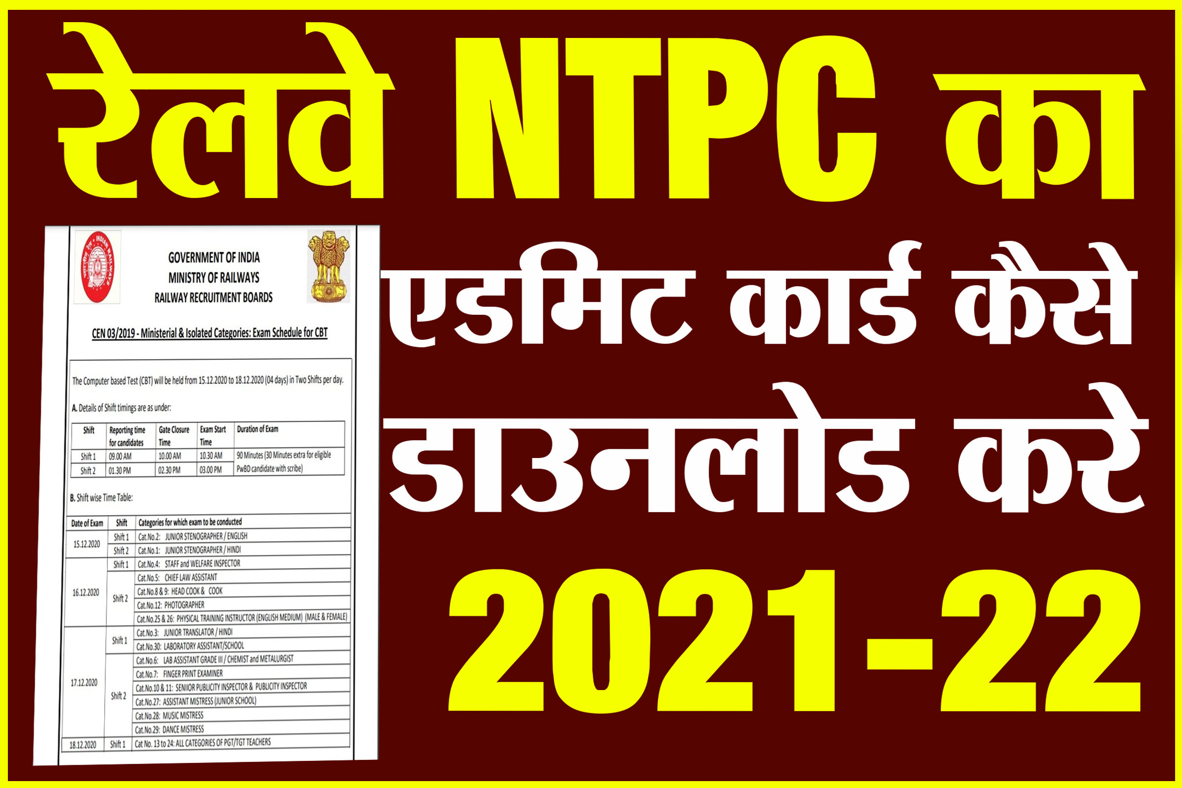 RRB NTPC CBT-2 Admit Card 2021-22, Expected Release Date?