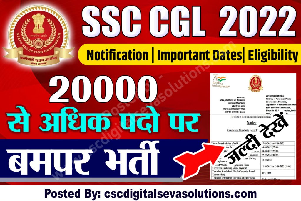 SSC CGL 2022 Recruitment Notification| 20000 Vacancies | Exam Date