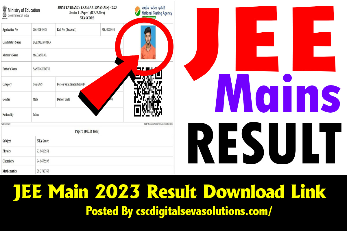 jee mains result 2023
